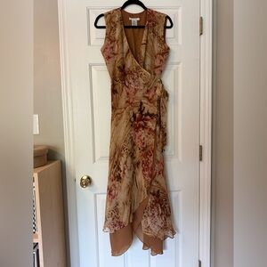Vintage I.C.E. Ice Maxi Silk Floral Wrap Dress Size 6 EUC